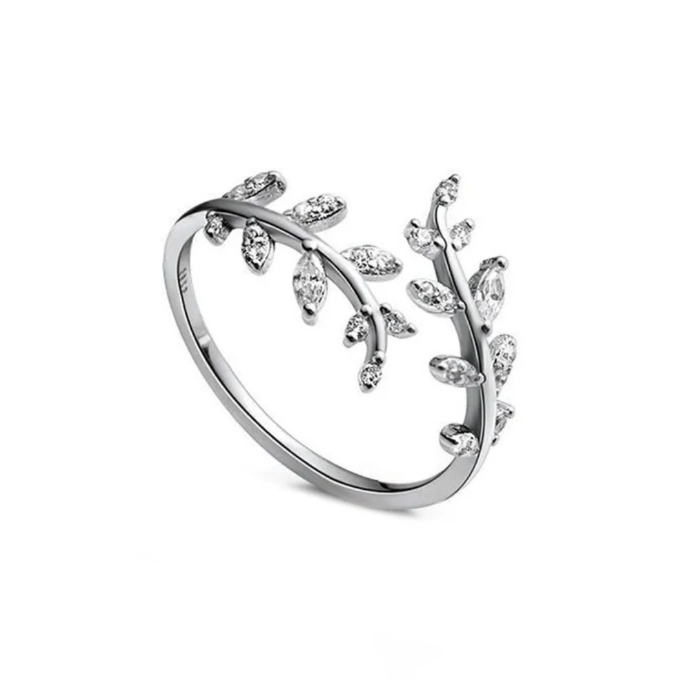 Elegant 925 Sterling Silver Leaf Design Ring